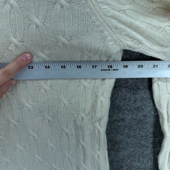 Alexandra Bartlett Sweater Pullover Women M Medium Beige Knit V-Neck Wool Casual - Picture 4 of 6